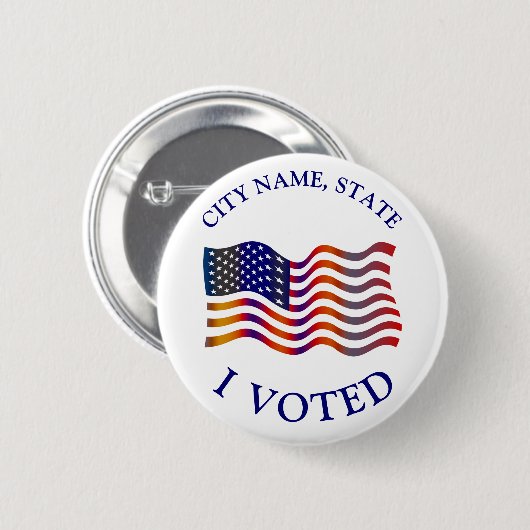 私はアメリカ国旗の赤白青選挙に投票 缶バッジ (正面&裏面)