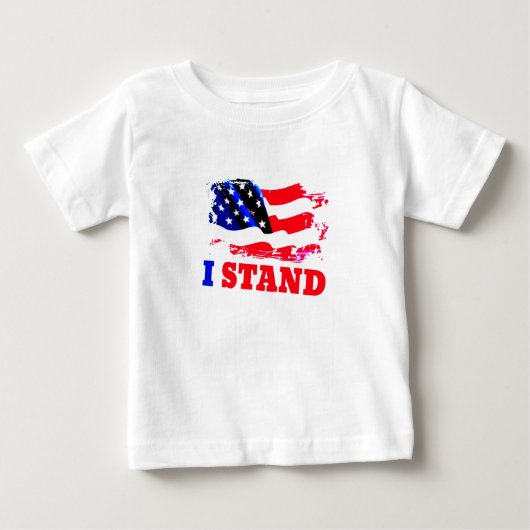 私はアメリカ国旗を掲げる ベビーTシャツ (正面)