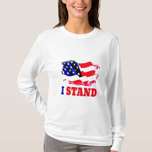 私はアメリカ国旗を掲げる Tシャツ (正面)
