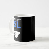 私はアメリカ手話が堪能です。手話 ろう者 プライド コーヒーマグカップ (正面左)