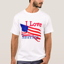 私はアメリカ米国の愛国心が強い米国旗のTシャツを愛します Tシャツ