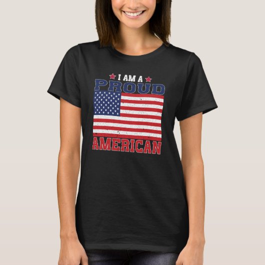 私はアメリカ誇りを持った国旗の愛国心を持っている Tシャツ (正面)