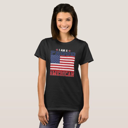 私はアメリカ誇りを持った国旗の愛国心を持っている Tシャツ (正面フル)