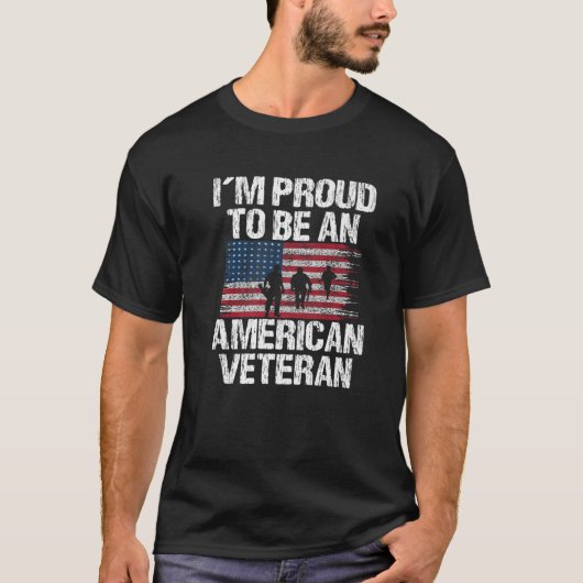 私はアメリカ誇りを持った退役軍人愛国心の腕になる Tシャツ (正面)