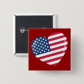 私はアメリカ-愛国心が強いアメリカ人のハート--を愛します 缶バッジ (正面&裏面)