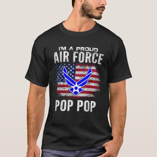 私はアメリ誇りを持ったカポップ・アートのルVポップ・アートの旗の空軍だ Tシャツ (正面)