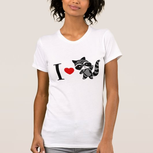 私はアライグマのTシャツを愛します Tシャツ (正面)
