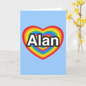私はアランが大好き。私はアランを愛している。ハート カード (黄色い花)