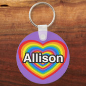 私はアリソンが大好き。私はあなたを愛しているアリソン。ハート キーホルダー (正面)
