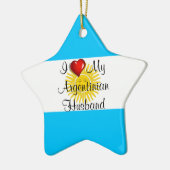 私はアルゼンチン人の夫が大好き セラミックオーナメント (左)