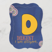 私はアルファベットD確認カード子供へ サンキューカード (正面/裏面)