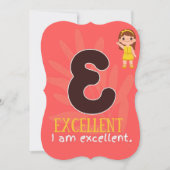 私はアルファベットE確認カード子供へ サンキューカード (正面)