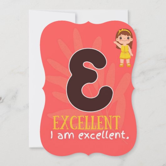 私はアルファベットE確認カード子供へ サンキューカード (裏面)