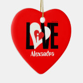 私はアレキサンドラを愛しますハートのオーナメントが一流の赤を加える セラミックオーナメント (右)