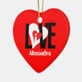 私はアレキサンドラを愛しますハートのオーナメントが一流の赤を加える セラミックオーナメント (左)