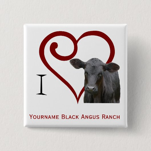 私はアンガスの黒いビーフを愛します 缶バッジ (正面)