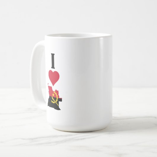 私はアンゴラ垂直Iハートアンゴラ国旗 コーヒーマグカップ (正面左)