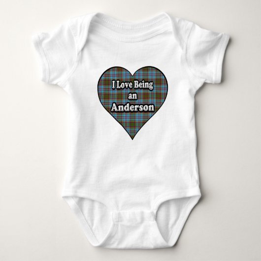 私はアンダーソンの一族のタータンチェックであることを愛します ベビーボディスーツ (正面)