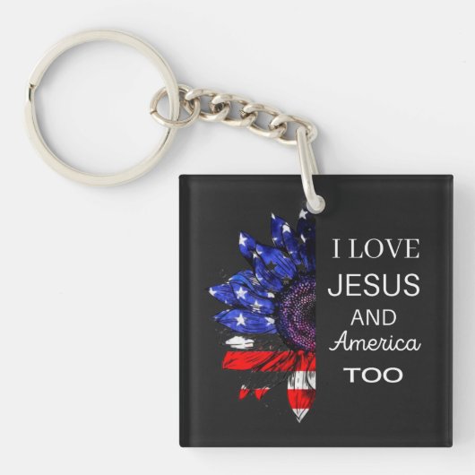 私はイエスとアメリカも大好き、7月4日Tシャツ キーホルダー (正面)