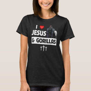 私はイエスとゴリラが大好きクリスチャンのサル野生動物M Tシャツ