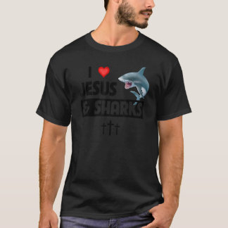 私はイエスとサメを愛しおもしろいてい素晴らしる Tシャツ