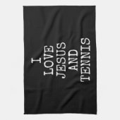 私はイエスとテニスのTシャツの贈り物が大好き キッチンタオル (縦)