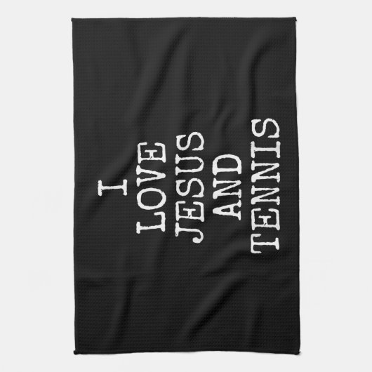 私はイエスとテニスのTシャツの贈り物が大好き キッチンタオル (縦)