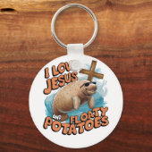私はイエスとフロートのジャガイモのマナティー海の牛が大好き キーホルダー (裏面)