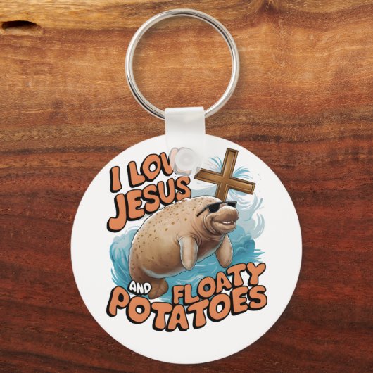 私はイエスとフロートのジャガイモのマナティー海の牛が大好き キーホルダー (裏面)