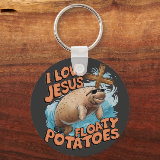 私はイエスとフロートのジャガイモのマナティー海の牛が大好き キーホルダー (正面)