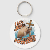 私はイエスとフロートのジャガイモのマナティー海の牛が大好き キーホルダー (裏面)