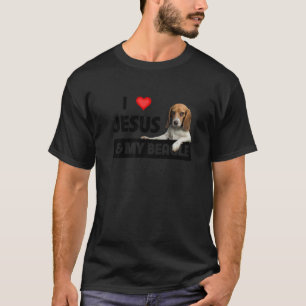 私はイエスと私のビーグル犬ママパパペットの親を愛する Tシャツ