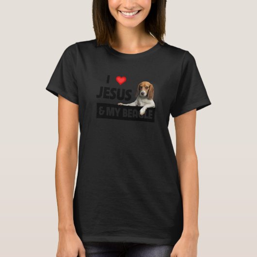 私はイエスと私のビーグル犬ママパパペットの親を愛する Tシャツ (正面)
