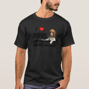 私はイエスと私のビーグル犬ママパパペットの親を愛する Tシャツ