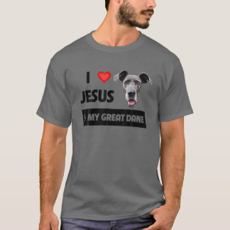 私はイエスと私の偉大なデーン犬の母とパパChrを愛している Tシャツ