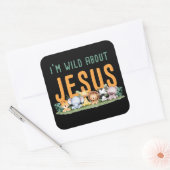 私はイエスについてワイルド – 子供と女性のクリスチャン スクエアシール (封筒)