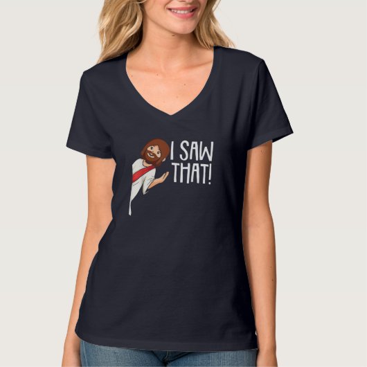 私はイエスのクリスマスおもしろいミーム宗教Chを見た Tシャツ (正面)