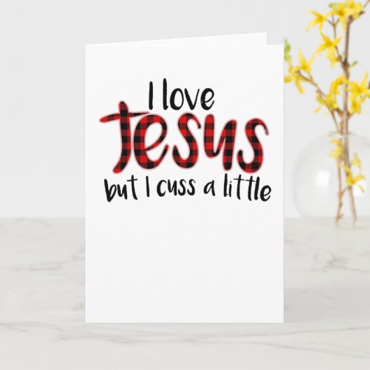 私はイエスを愛しているが、小さなシャツを身に着けているおもしろい カード (黄色い花)