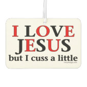 私はイエスを愛している[しかし、私は少し考える] カーエアーフレッシュナー (裏面)