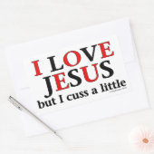 私はイエスを愛している[しかし、私は少し考える] 長方形シール (封筒)