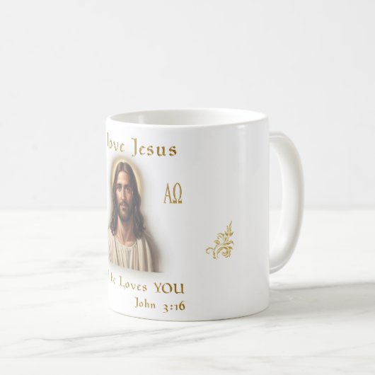 私はイエスを愛している コーヒーマグカップ (正面右)