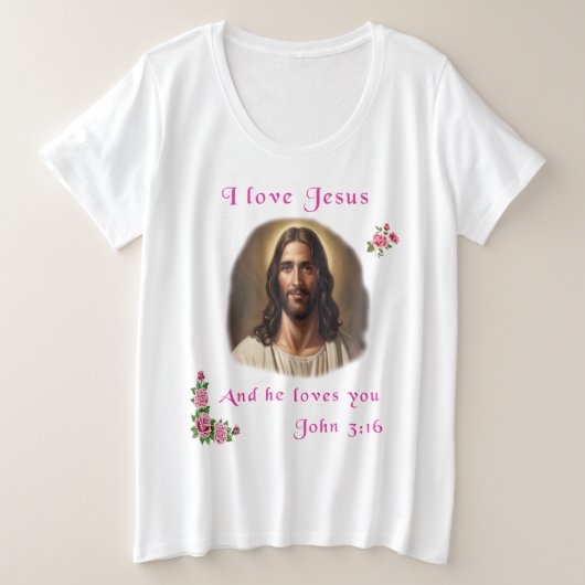 私はイエスを愛している プラスサイズTシャツ (デザイン正面)