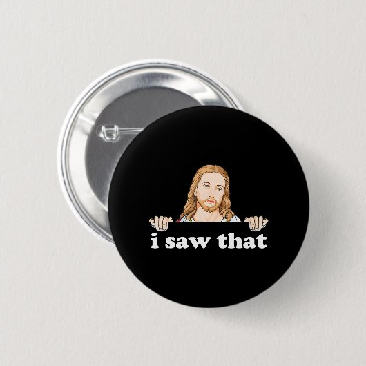 私はイエスミームキリスト教おもしろい引用文神を見た 缶バッジ (正面&裏面)
