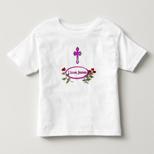 私はイエス様の製品とバラが大好き トドラーTシャツ (正面)
