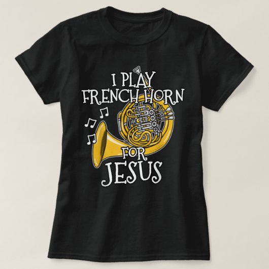 私はイエス遊に向けてホーン、教会の真鍮ミュージシア Tシャツ (デザイン正面)