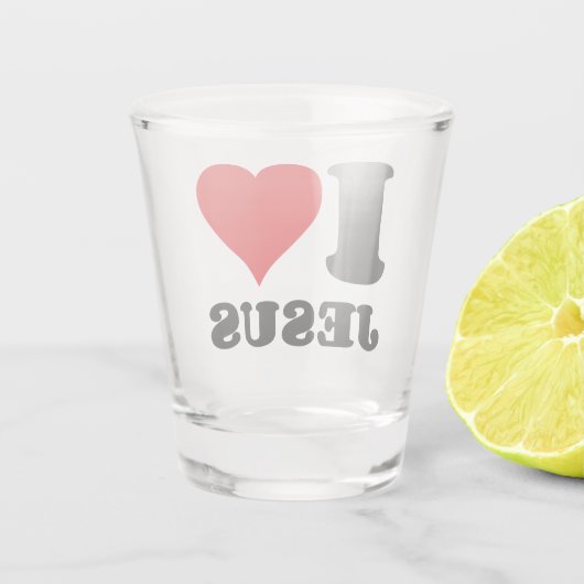 私はイエス・キリスト教の引用文を愛する ショットグラス (裏面)