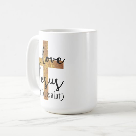 私はイエス・キリスト(しかし私たくさん罵って下さい)マグを愛します コーヒーマグカップ (正面左)