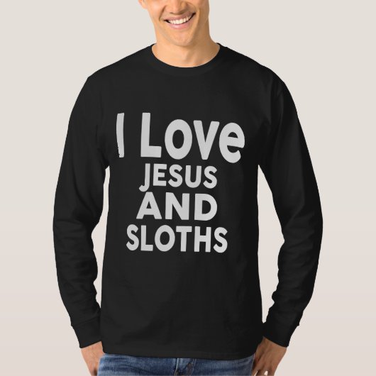 私はイエス・ナマケモノのおもしろいナマケモノが大好き Tシャツ (正面)