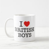 私はイギリスの男の子を愛します コーヒーマグカップ (左)