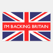 私はイギリス国旗でイギリスを支持している 長方形シール (正面)